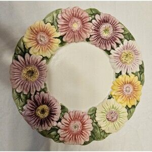 Yankee Candle Gerbera Garden Candle Plate 7 1/2"  Pillar Candle Holder Mint Cond